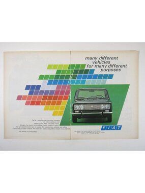 Print Ad Fiat 124 Different Vehicles Purposes 2 PG Vintage 1970 Colorful AD